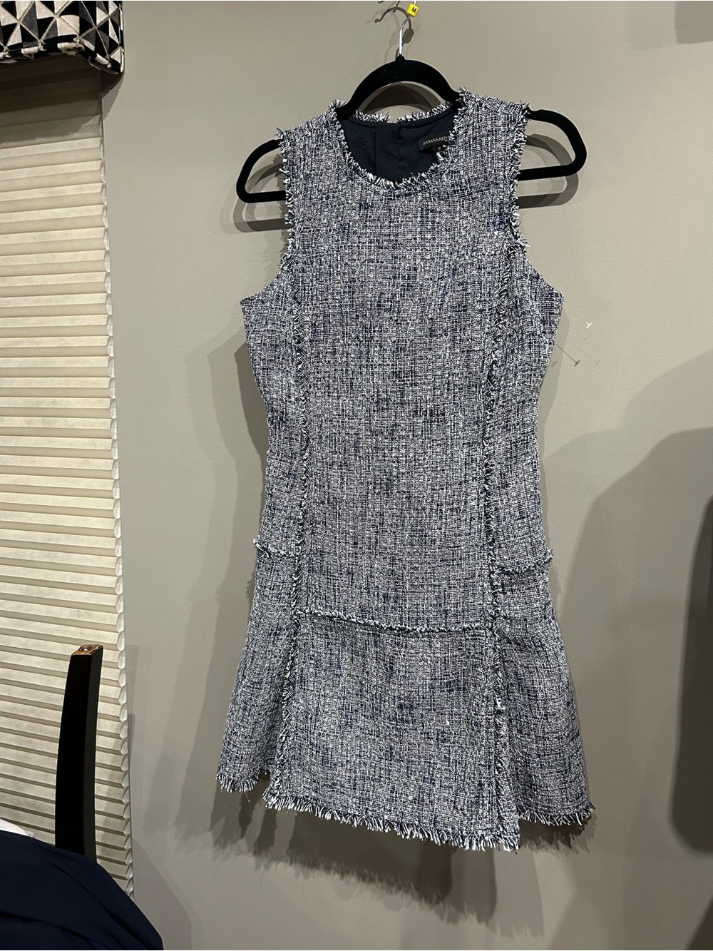 Banana Republic Navy and White Tweed Sleeveless Shift Dress